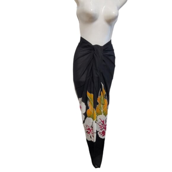 Womens Sarong Cotton Wrap Handpainted Batik Wrapskirt Beach Pareo Beachwear -NEW - Picture 1 of 6